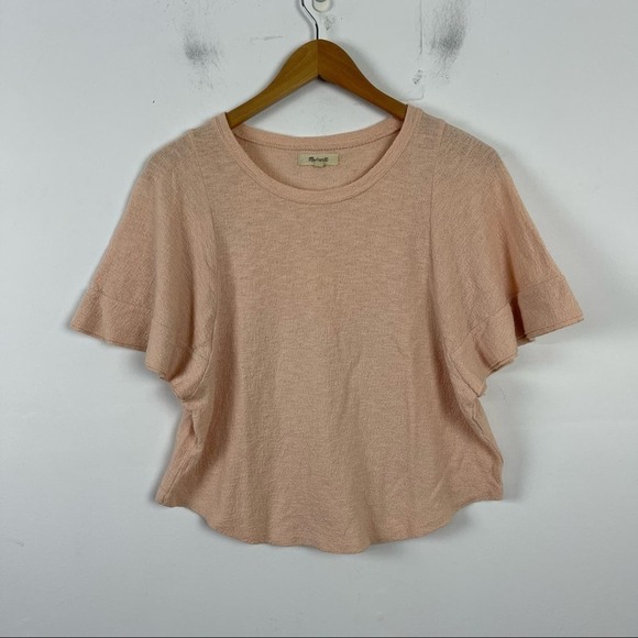 Madewell Texture & Thread Flutter Sleeve Relaxed fit Top Size XS Pink/Peach - Picture 2 of 12